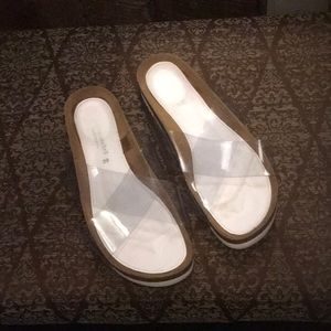 Jeffrey Campbell clear banded sandals. Size 39